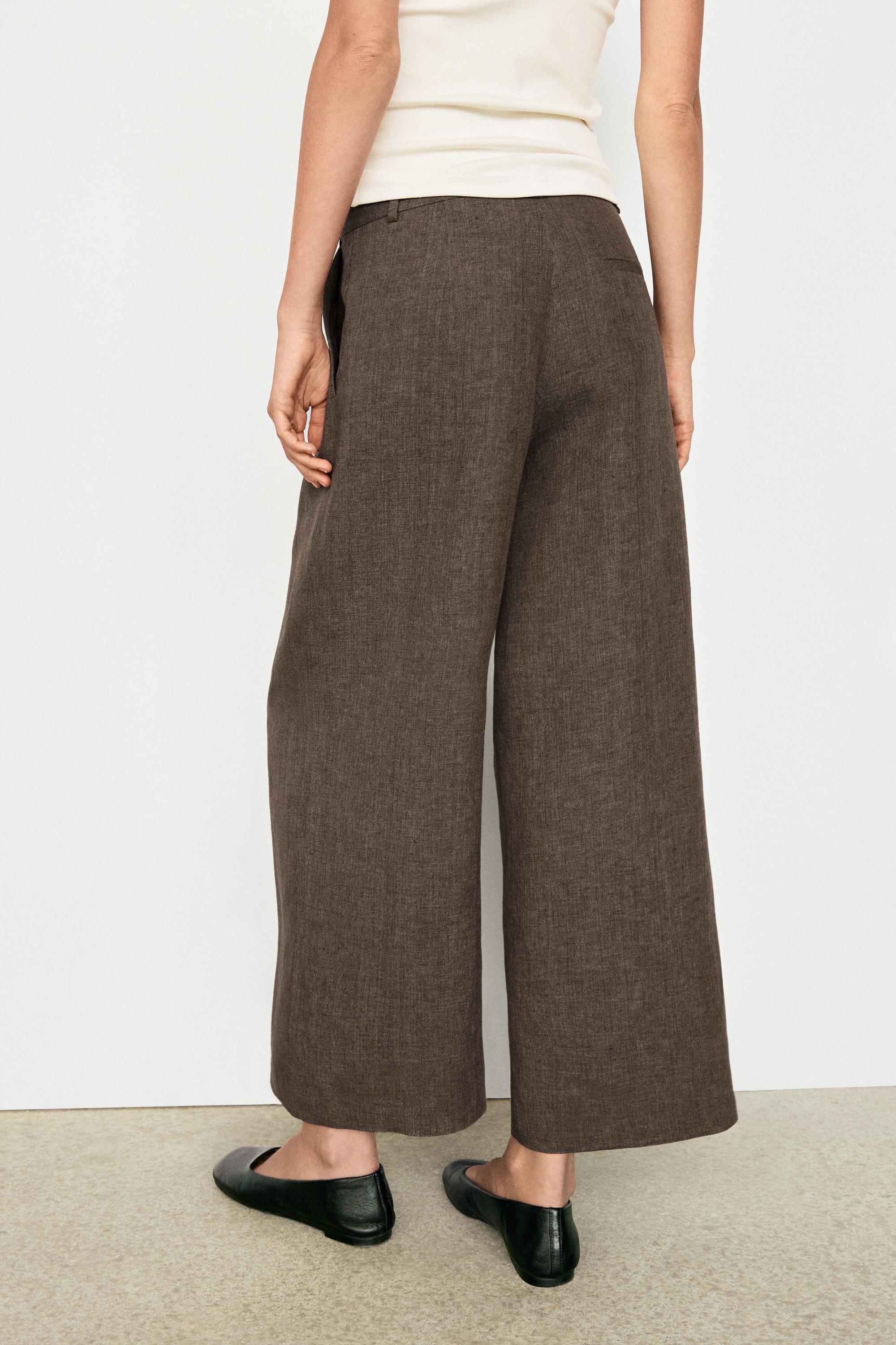 Linen melange darted trousers
